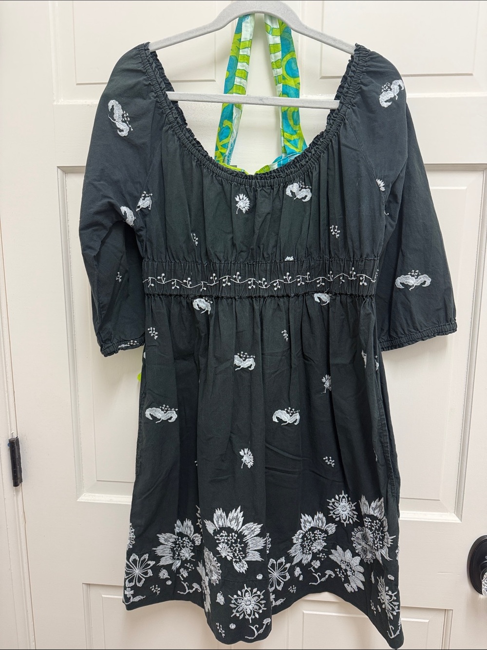 Gretchen Scott Black Floral Embroidered Cotton Dress